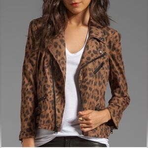 CAPULET Leopard print moto jacket. Size Small